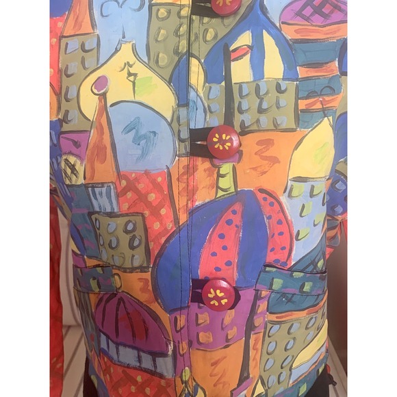 Vintage 80's Silkscapes Hand Painted Cropped Jacket Women's S - Picture 2 of 16